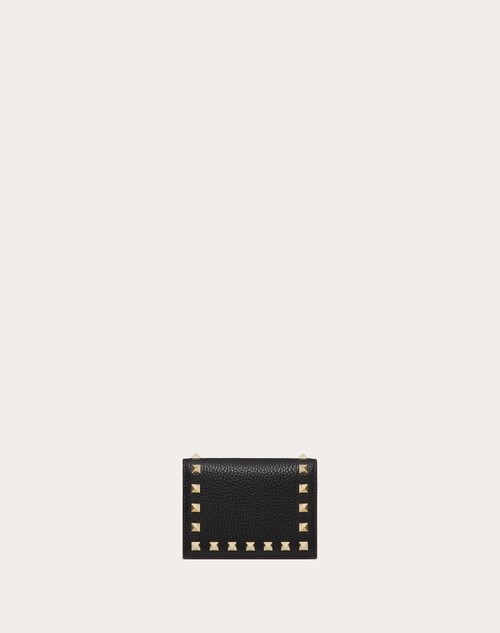 Red Valentino PORTAFOGLIO PICCOLO ROCKSTUD IN VITELLO GRANATO Nuova