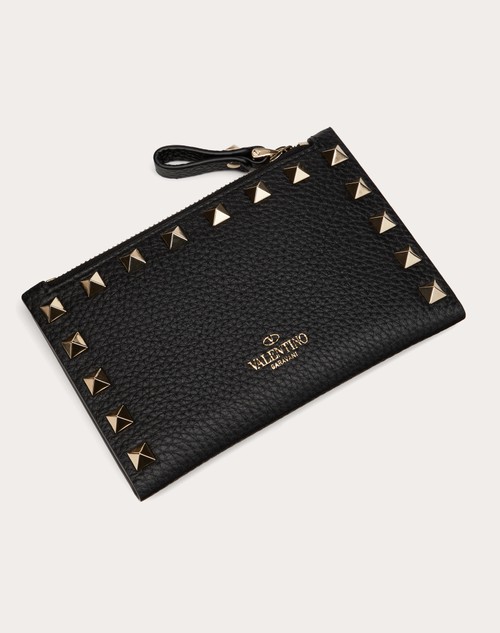Red Valentino PORTACARTE CON ZIP ROCKSTUD IN VITELLO GRANATO Moda