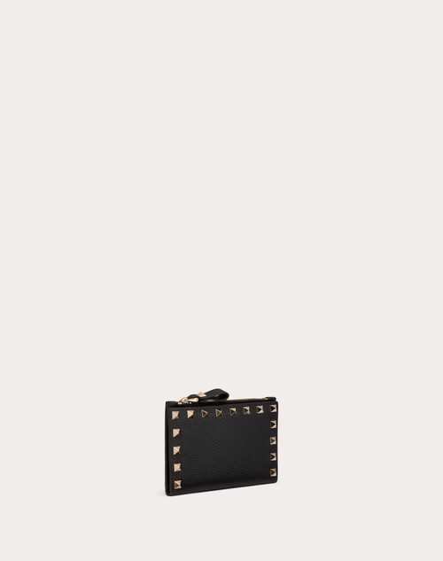 Red Valentino PORTACARTE CON ZIP ROCKSTUD IN VITELLO GRANATO Sconto di tempo limitato