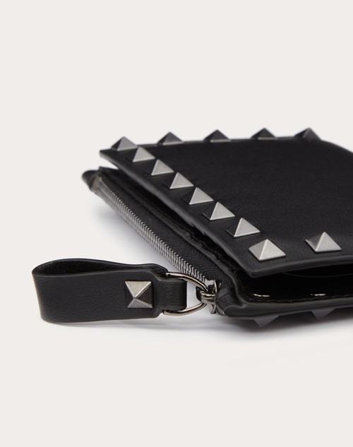Red Valentino PORTACARTE CON ZIP ROCKSTUD IN VITELLO Offerta speciale