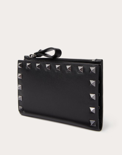 Red Valentino PORTACARTE CON ZIP ROCKSTUD IN VITELLO Offerta speciale