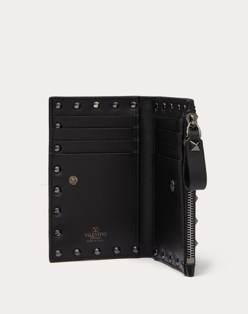 Red Valentino PORTACARTE CON ZIP ROCKSTUD IN VITELLO Offerta speciale