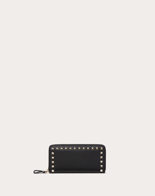 Red Valentino PORTAFOGLIO CON ZIP ROCKSTUD IN VITELLO GRANATO