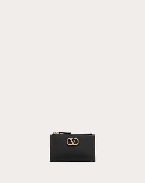 Red Valentino PORTACARTE VLOGO SIGNATURE IN VITELLO GRANATO