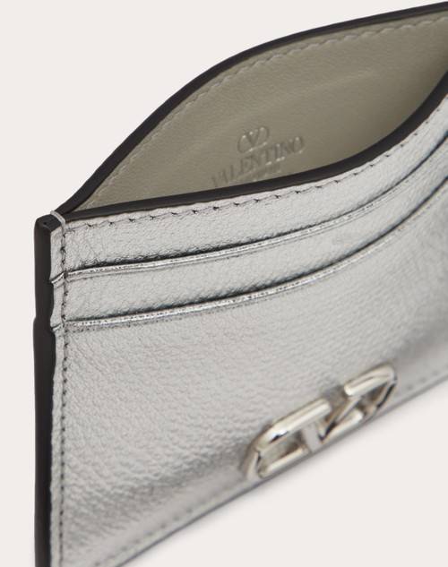 Red Valentino PORTACARTE VLOGO SIGNATURE IN VITELLO GRANATO METALLIZZATO Vendite stagionali