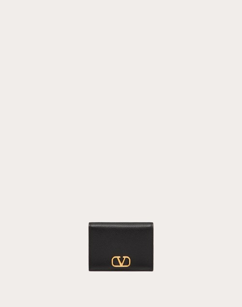 Red Valentino PORTAFOGLIO COMPATTO VLOGO SIGNATURE IN VITELLO GRANATO