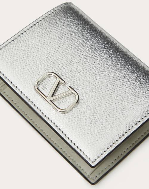 Red Valentino PORTAFOGLIO COMPATTO VLOGO SIGNATURE IN VITELLO GRANATO METALLIZZATO Offerta natalizia