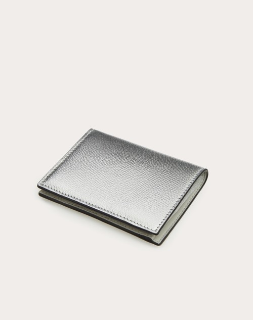 Red Valentino PORTAFOGLIO COMPATTO VLOGO SIGNATURE IN VITELLO GRANATO METALLIZZATO Offerta natalizia