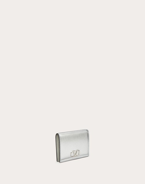 Red Valentino PORTAFOGLIO COMPATTO VLOGO SIGNATURE IN VITELLO GRANATO METALLIZZATO Offerta natalizia