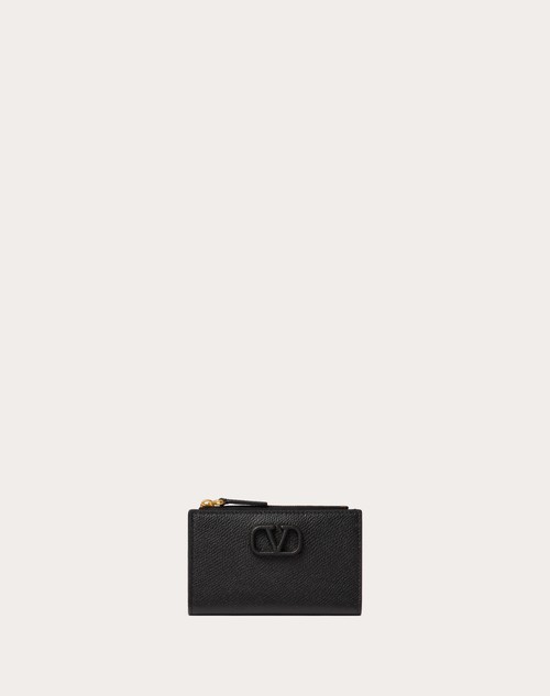 Red Valentino PORTACARTE VLOGO SIGNATURE IN VITELLO GRANATO CON ZIP