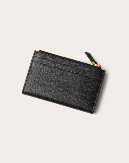 Red Valentino PORTACARTE VLOGO SIGNATURE IN VITELLO GRANATO CON ZIP Offerta Pasqua