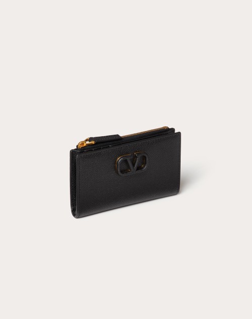 Red Valentino PORTACARTE VLOGO SIGNATURE IN VITELLO GRANATO CON ZIP Offerta Pasqua