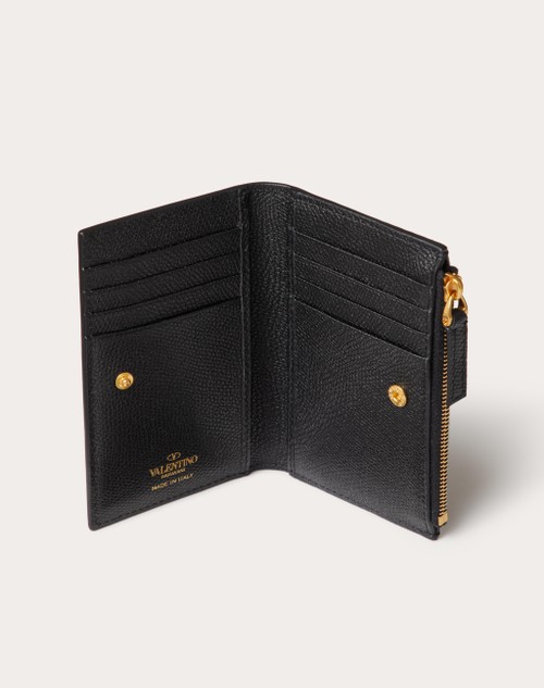 Red Valentino PORTACARTE VLOGO SIGNATURE IN VITELLO GRANATO CON ZIP Offerta Pasqua