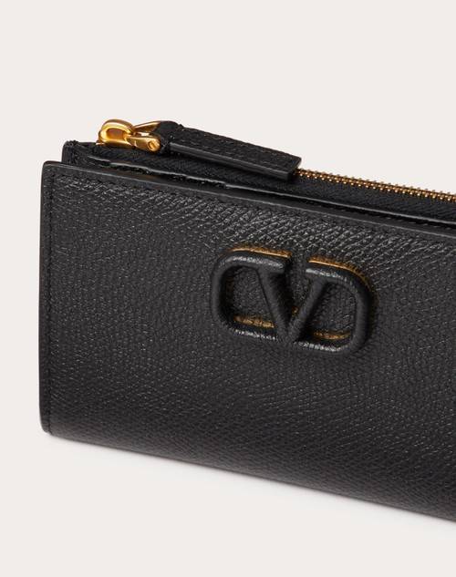 Red Valentino PORTACARTE VLOGO SIGNATURE IN VITELLO GRANATO CON ZIP Offerta per la Festa della Mamma