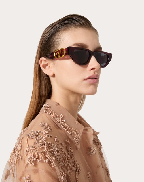 Red Valentino II - OCCHIALE DA SOLE CAT-EYE IN ACETATO CON VLOGO Black Friday Prezzi