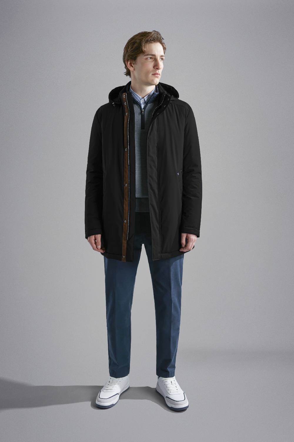 ﻿Paul & Shark Car Coat in Typhoon Platinum Paul & Shark Consegna Veloce