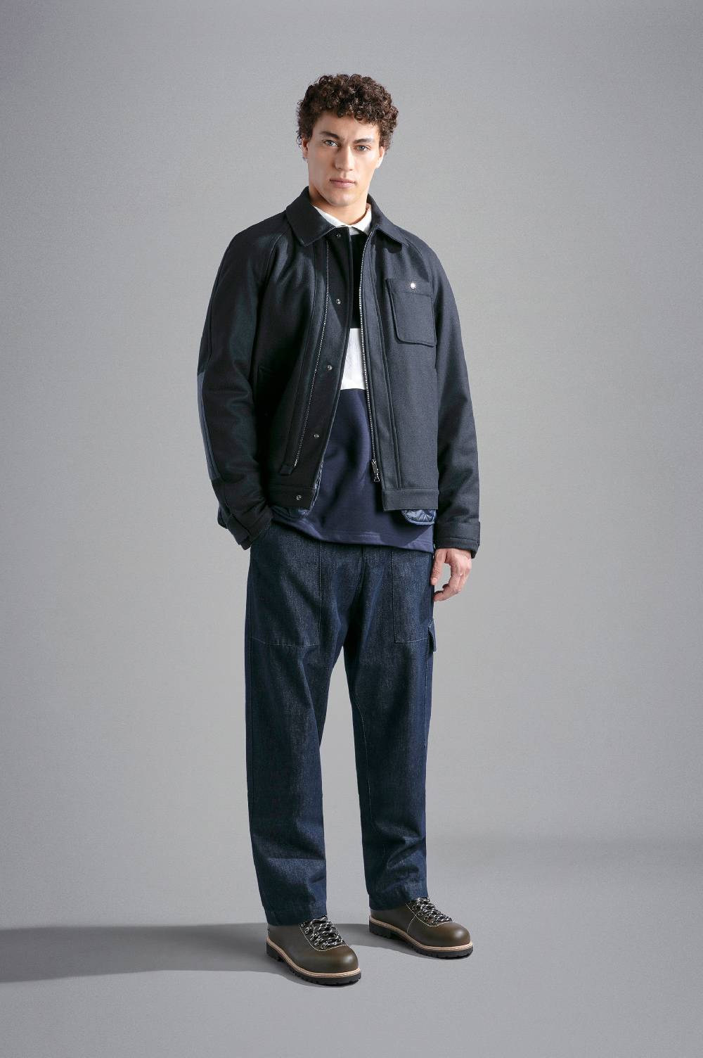 Paul & Shark Polo in cotone Winter Fleece con ricamo Paul & Shark Sottocosto