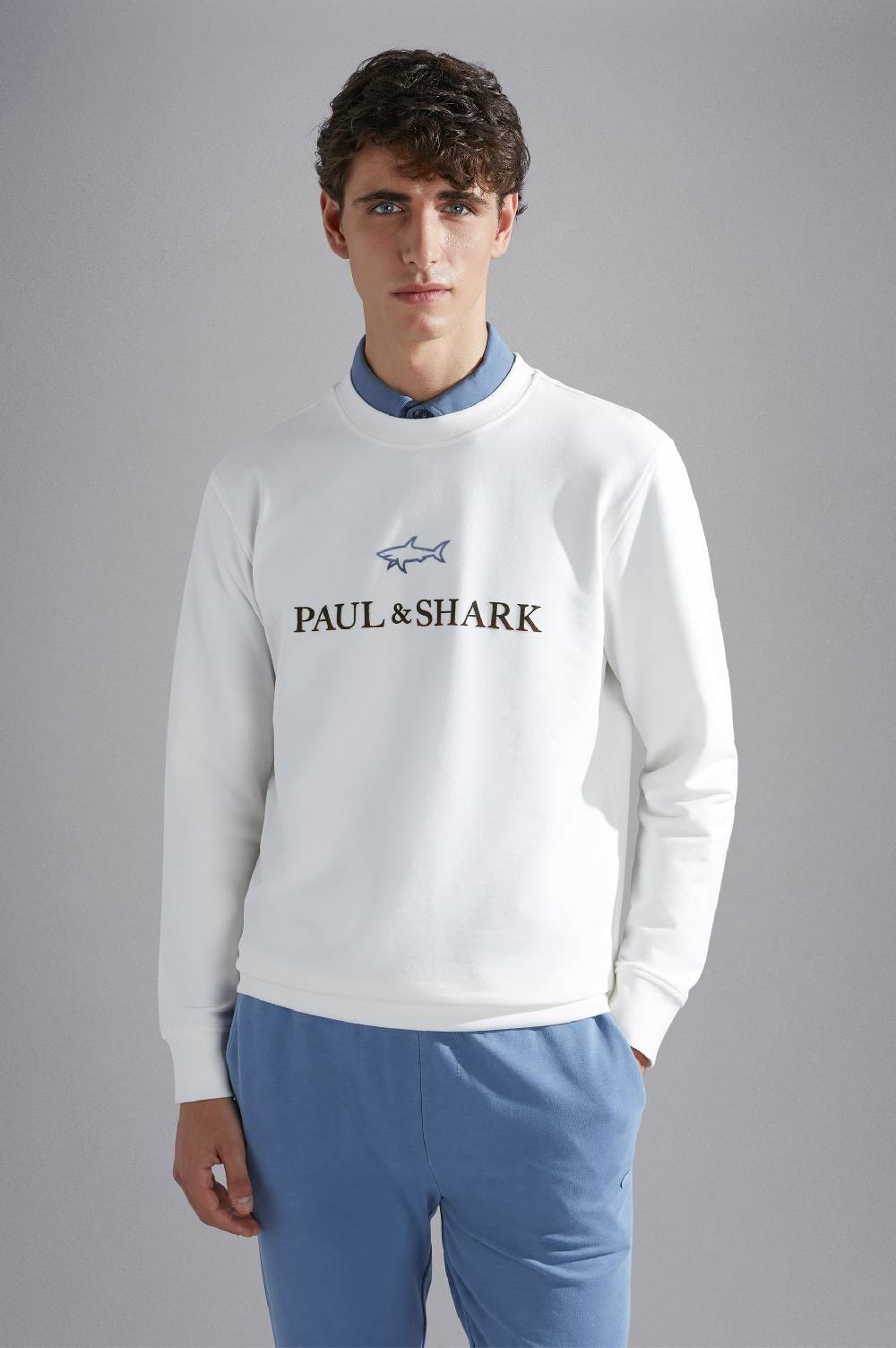 Paul & Shark Felpa in cotone con stampe Paul & Shark Offerta