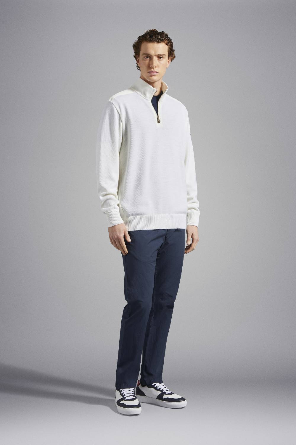 Paul & Shark Maglia con zip in lana Bretagne con badge iconico Paul & Shark Promozione