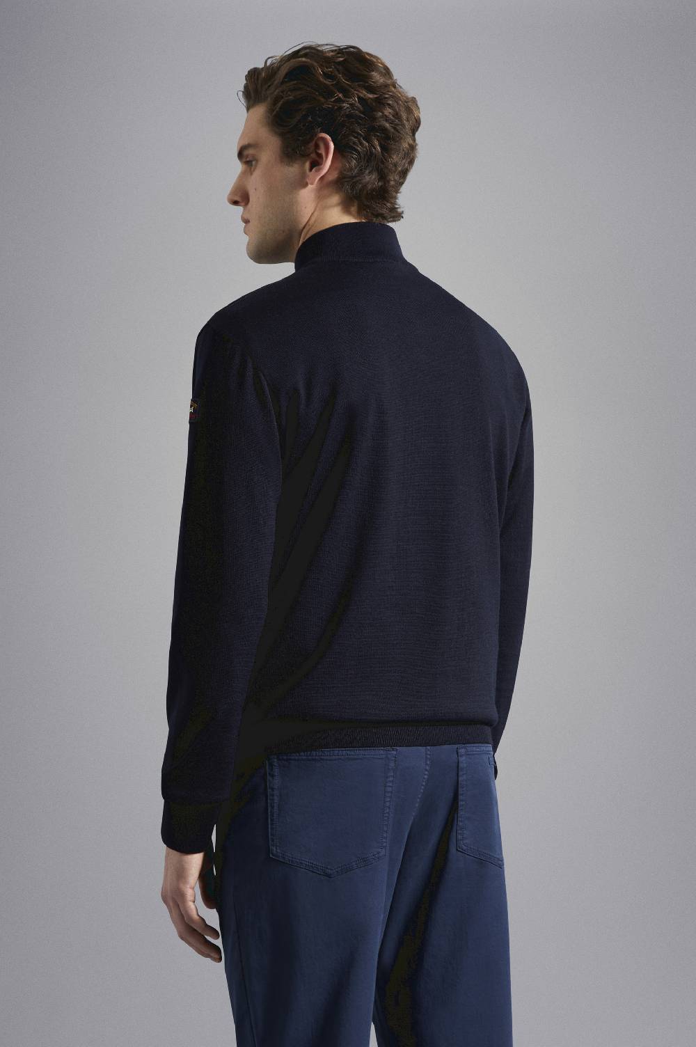 Paul & Shark Maglia con zip in lana Merino con badge iconico Paul & Shark Prezzo Ridotto