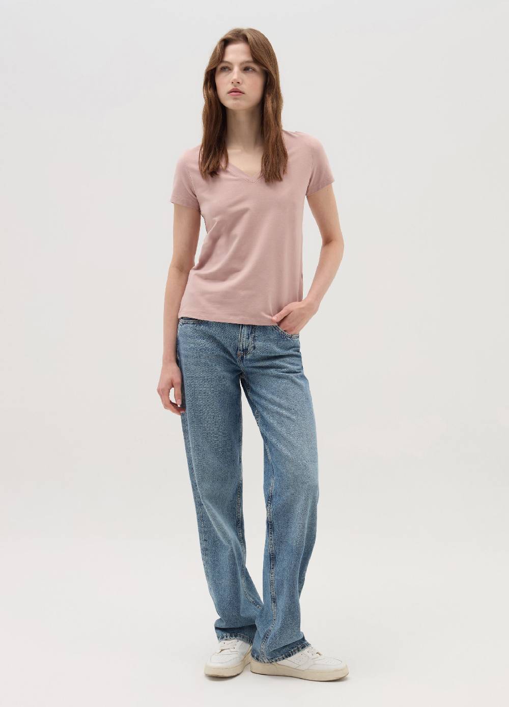 OVS T-shirt tinta unita con scollo a V Outlet