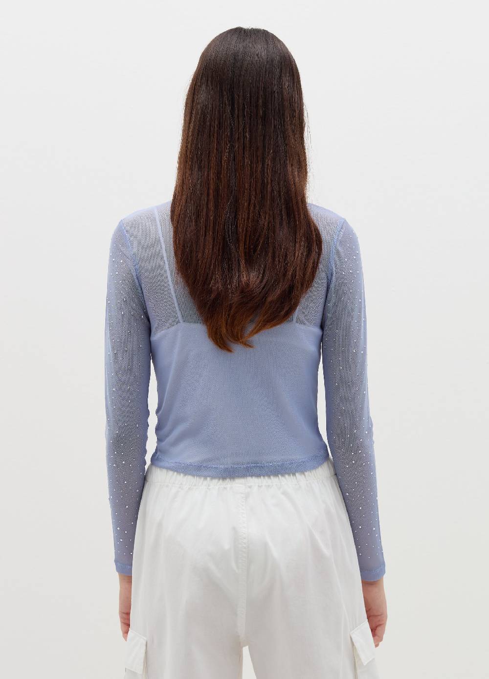 B. ANGEL T-shirt in mesh con strass all-over Sconto