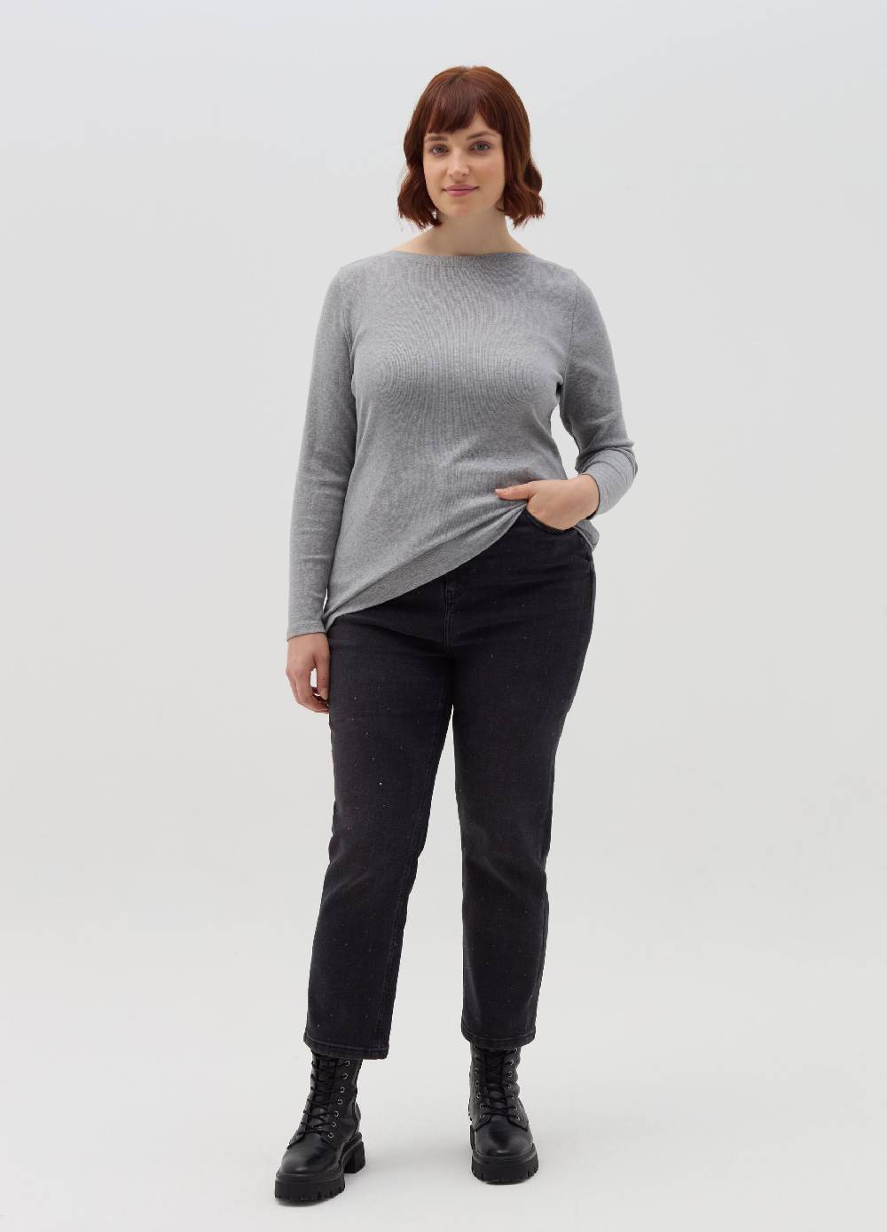 MYA T-shirt a costine con scollo a barca Curvy Offerta