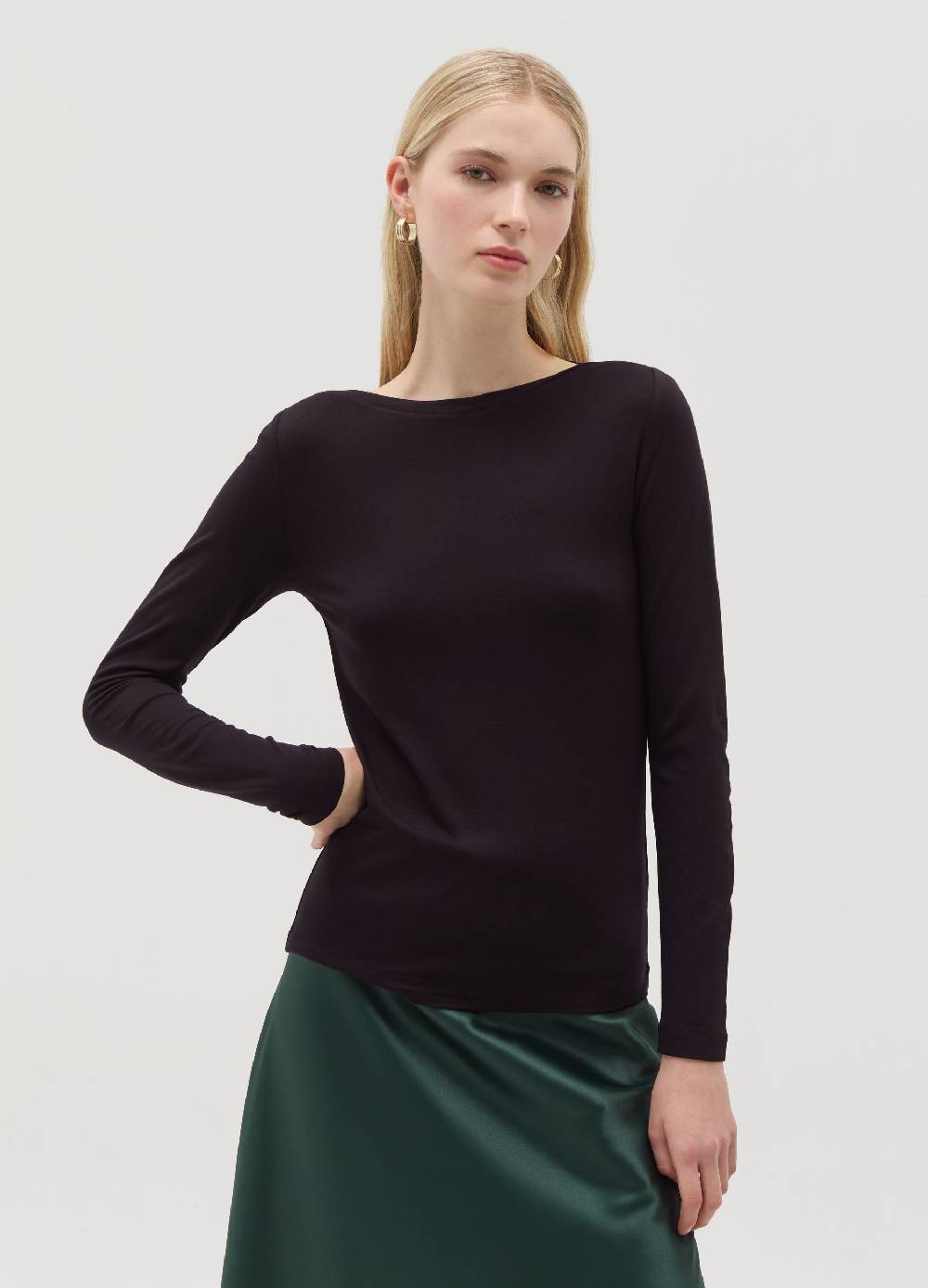 OVS T-shirt in viscosa stretch con scollo a barca Hotsell