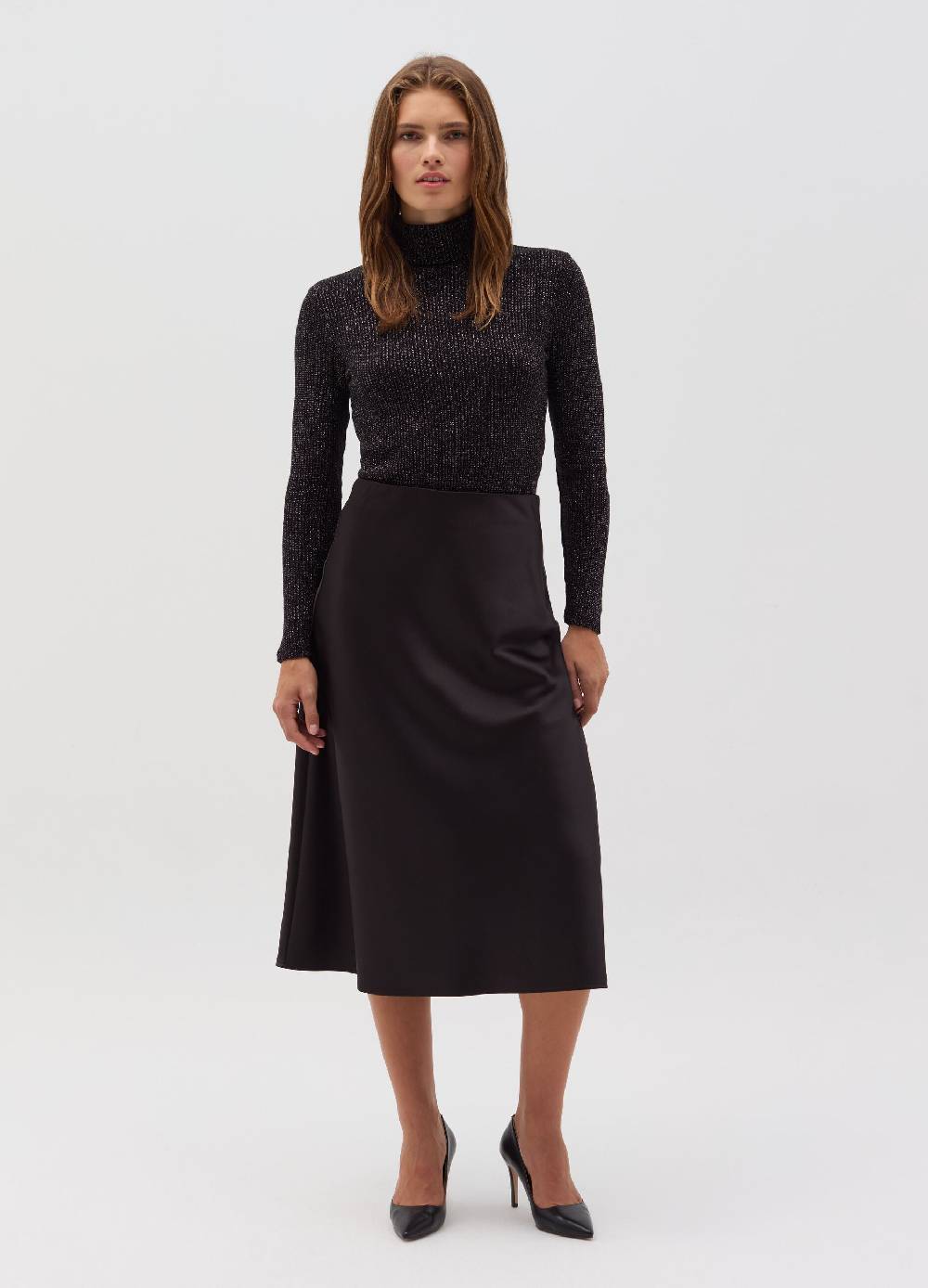 OVS T-shirt in lurex a maniche lunghe con collo alto Moda