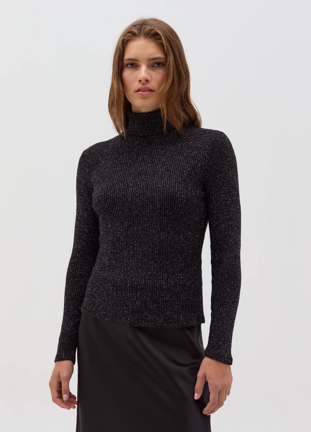OVS T-shirt in lurex a maniche lunghe con collo alto Moda