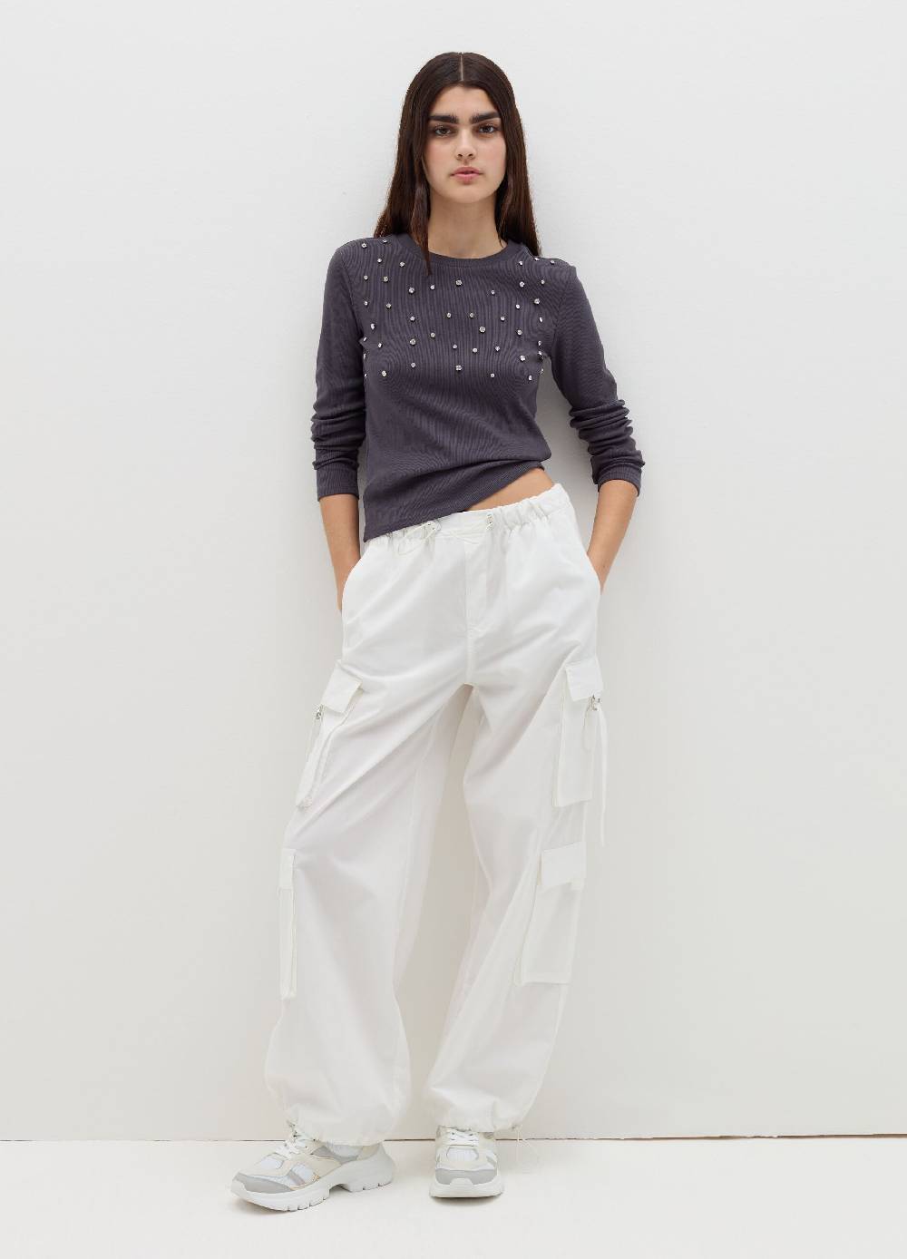 B. ANGEL T-shirt a maniche lunghe con strass Prezzo Ridotto