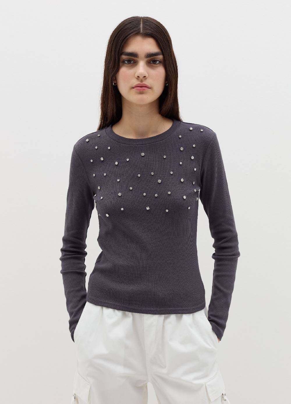B. ANGEL T-shirt a maniche lunghe con strass Prezzo Ridotto