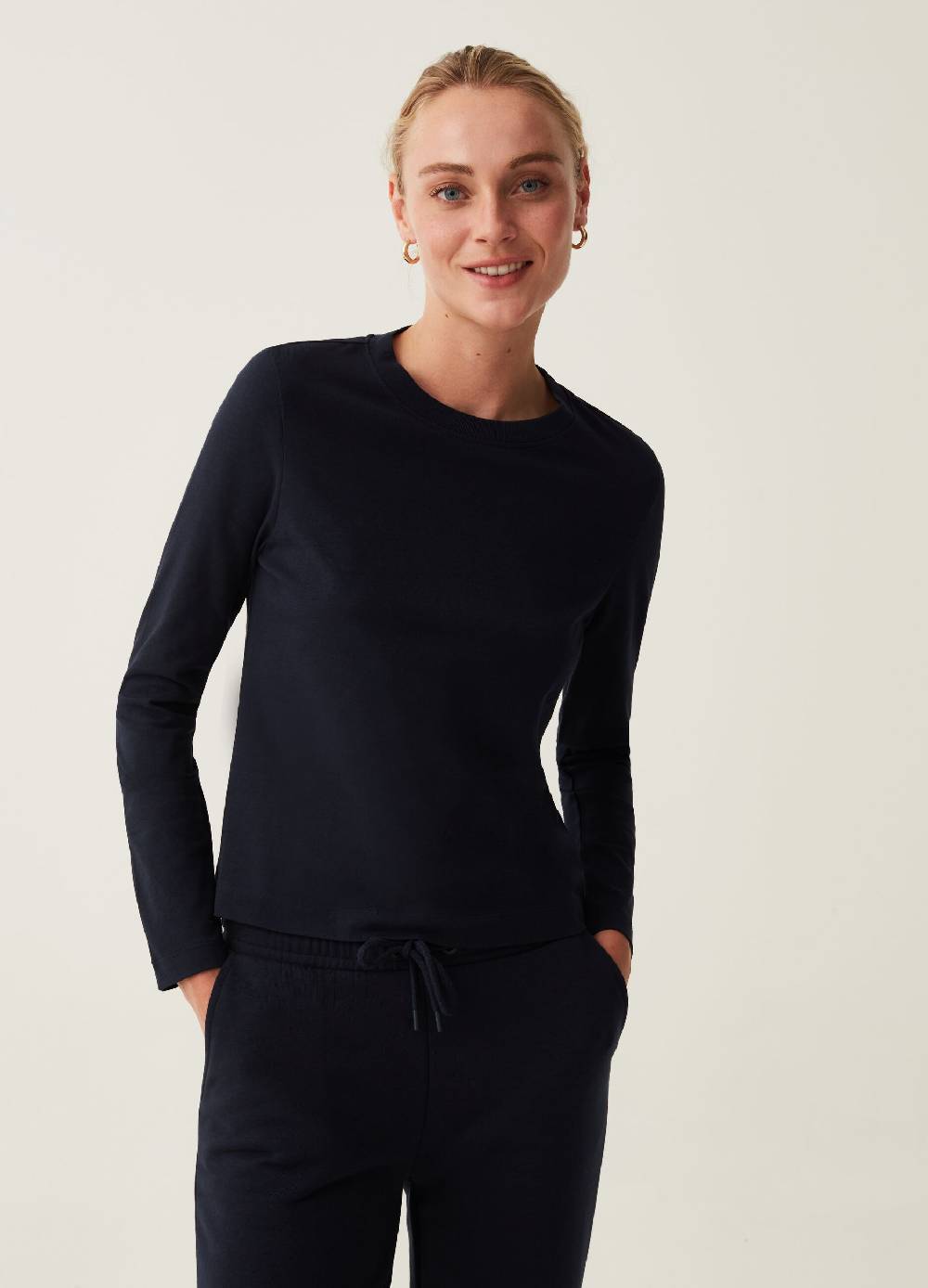 OVS T-shirt a maniche lunghe in cotone Vendita Calda