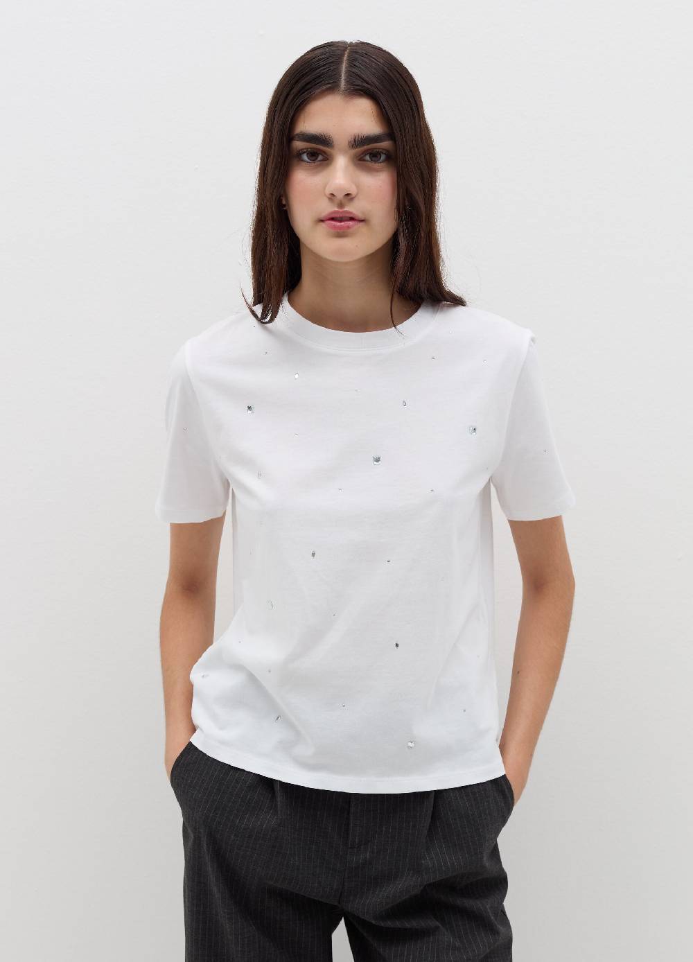 B. ANGEL T-shirt in cotone con strass Italia