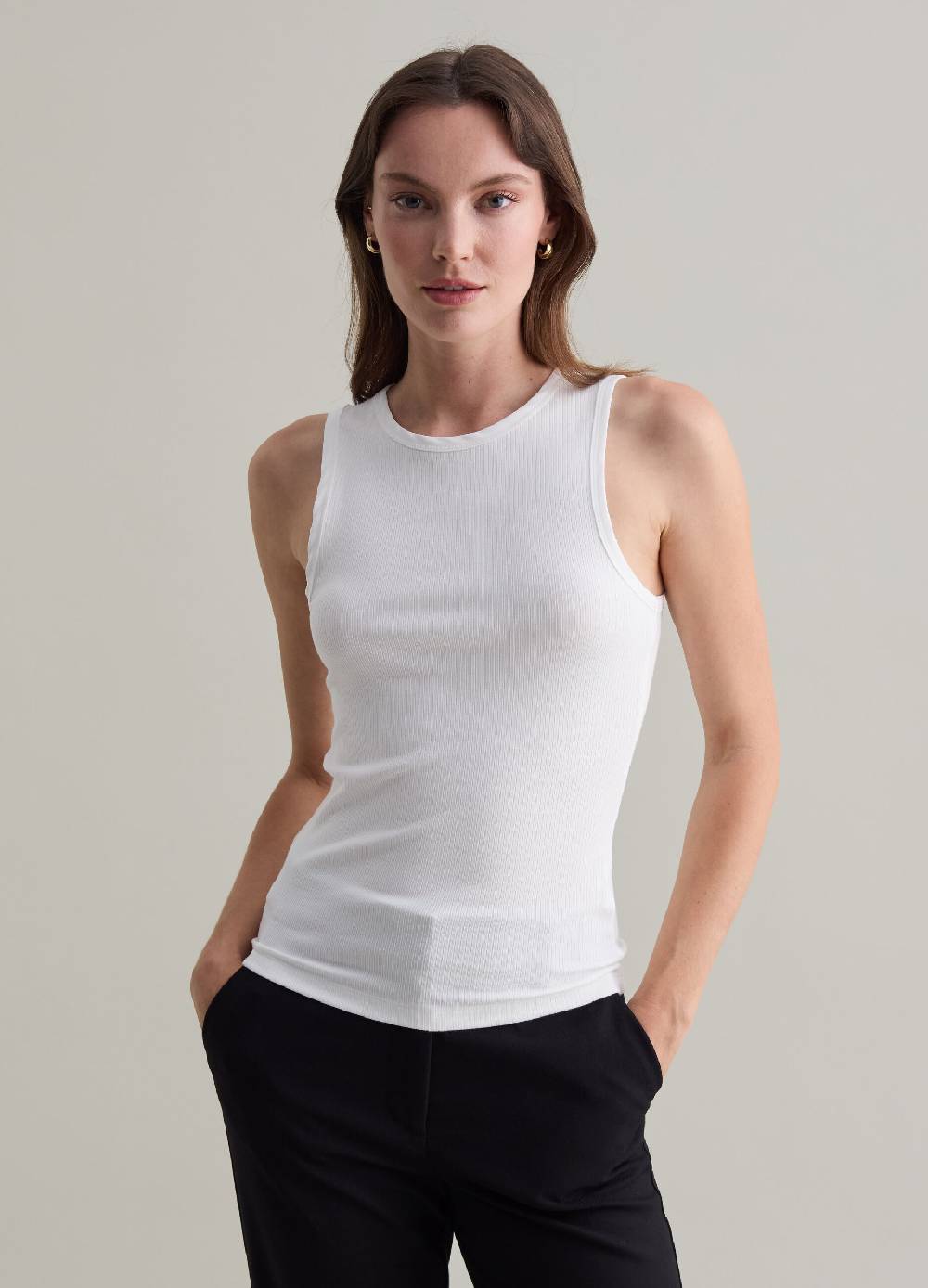 PIOMBO Tank top in viscosa stretch a costine Pezzi Unici