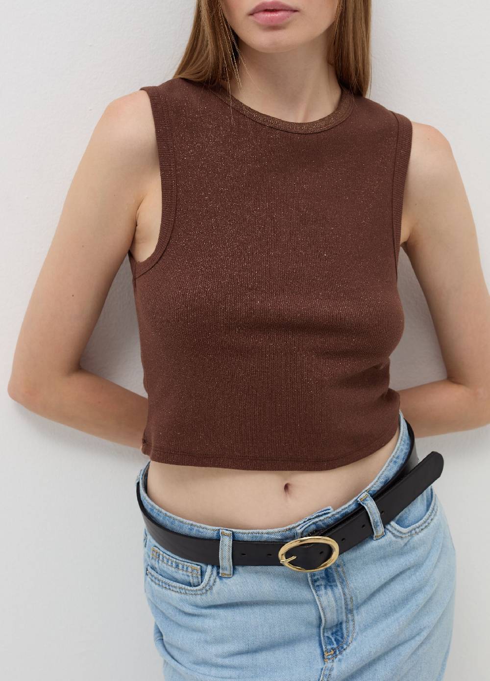 B. ANGEL Tank top crop a costine con lurex Shopping Online
