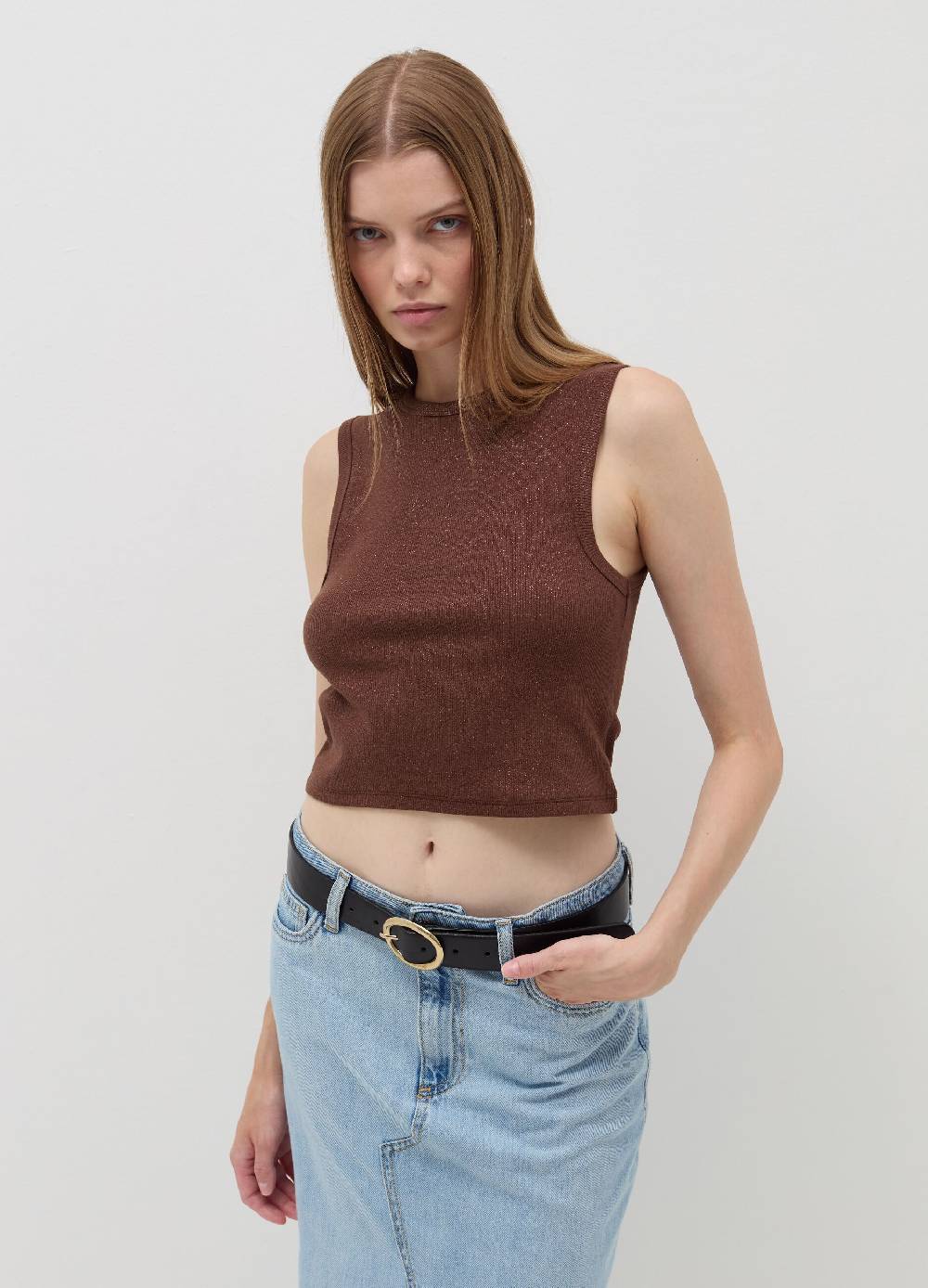 B. ANGEL Tank top crop a costine con lurex Shopping Online