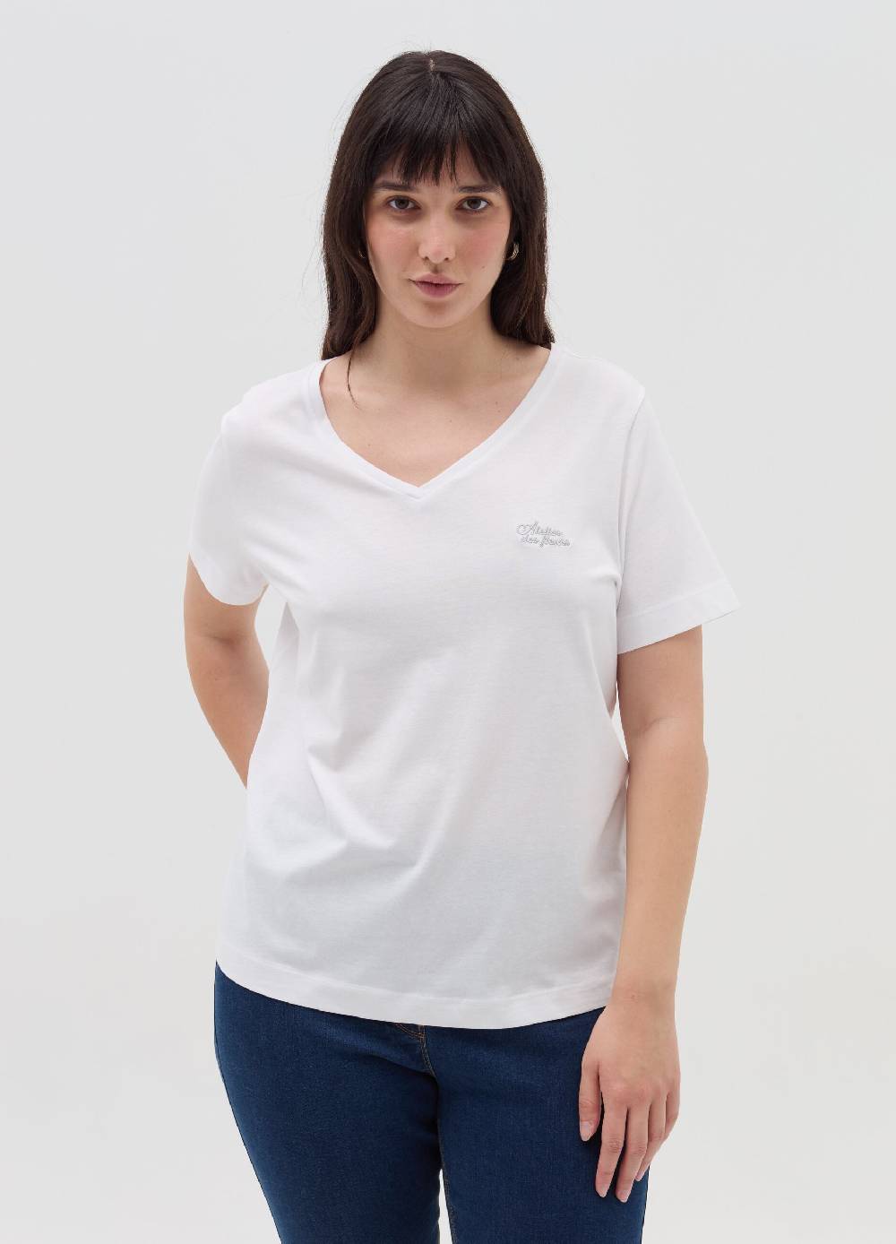 MYA T-shirt con ricamo lurex Curvy In Vendita