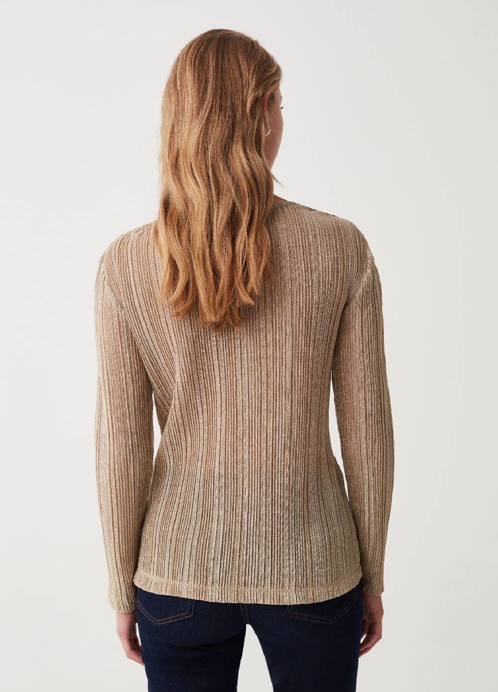 OVS T-shirt in lurex scollo a V con nodo Saldi