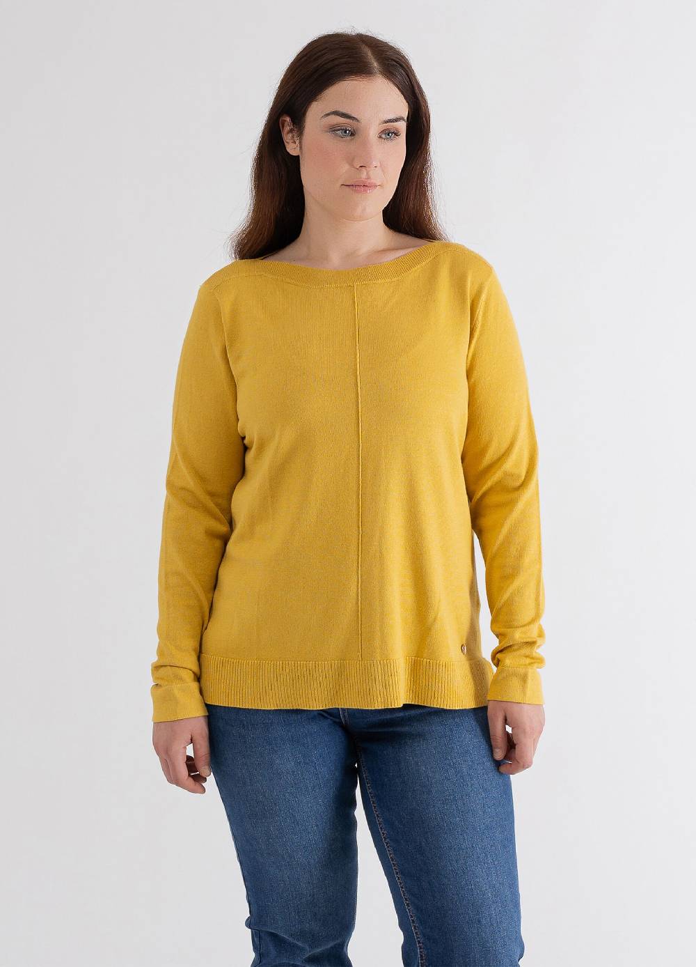 OCTOBER Maglia a maniche lunghe scollo a barca Curvy Vendita Calda