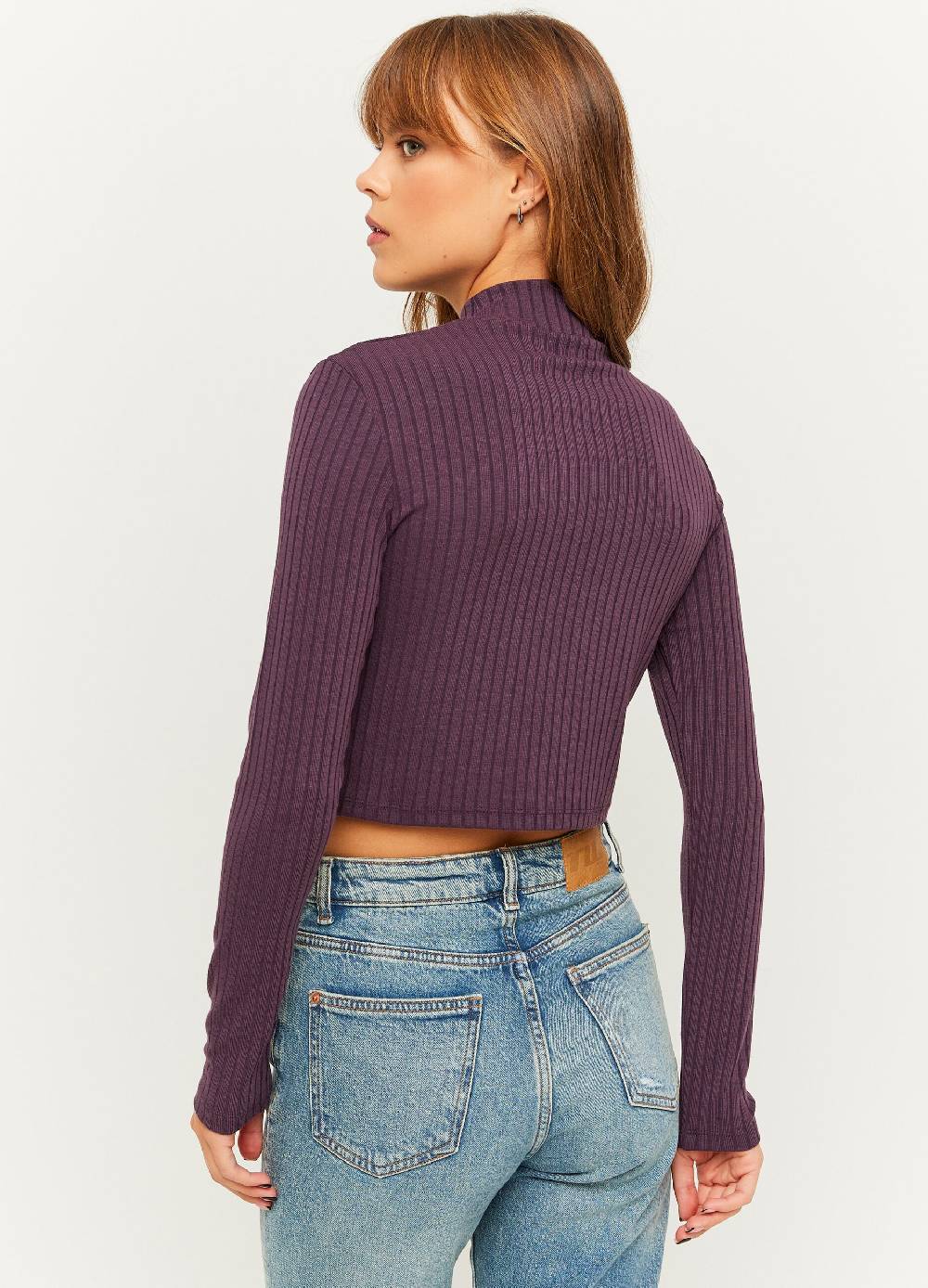 TALLY WEIJL T-shirt cropped a coste piatte mock neck Vendita Economica
