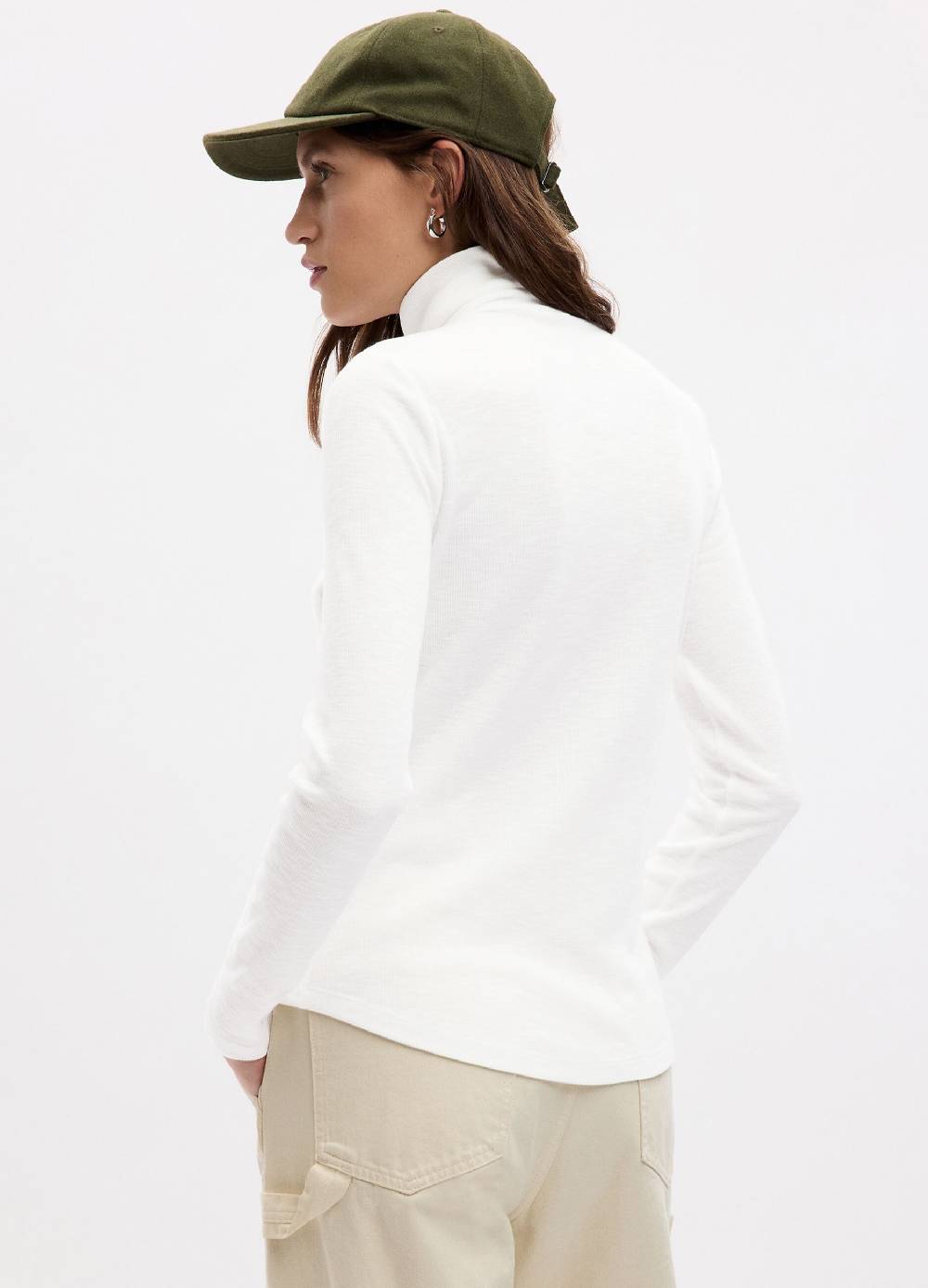 GAP T-shirt a costine sottili con collo alto Nuova