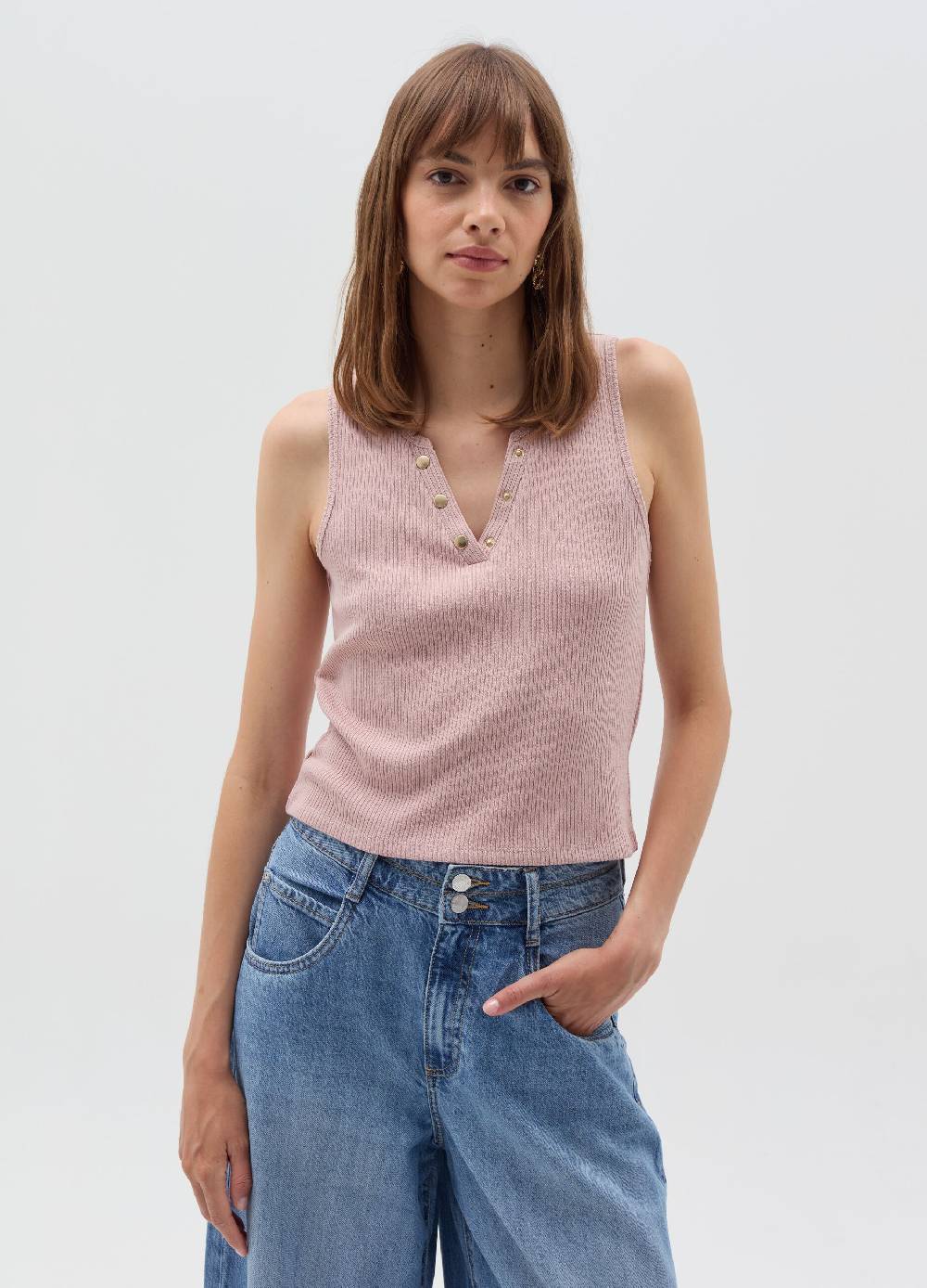 OVS Tank top scollo a V con bottoni Pezzi Unici