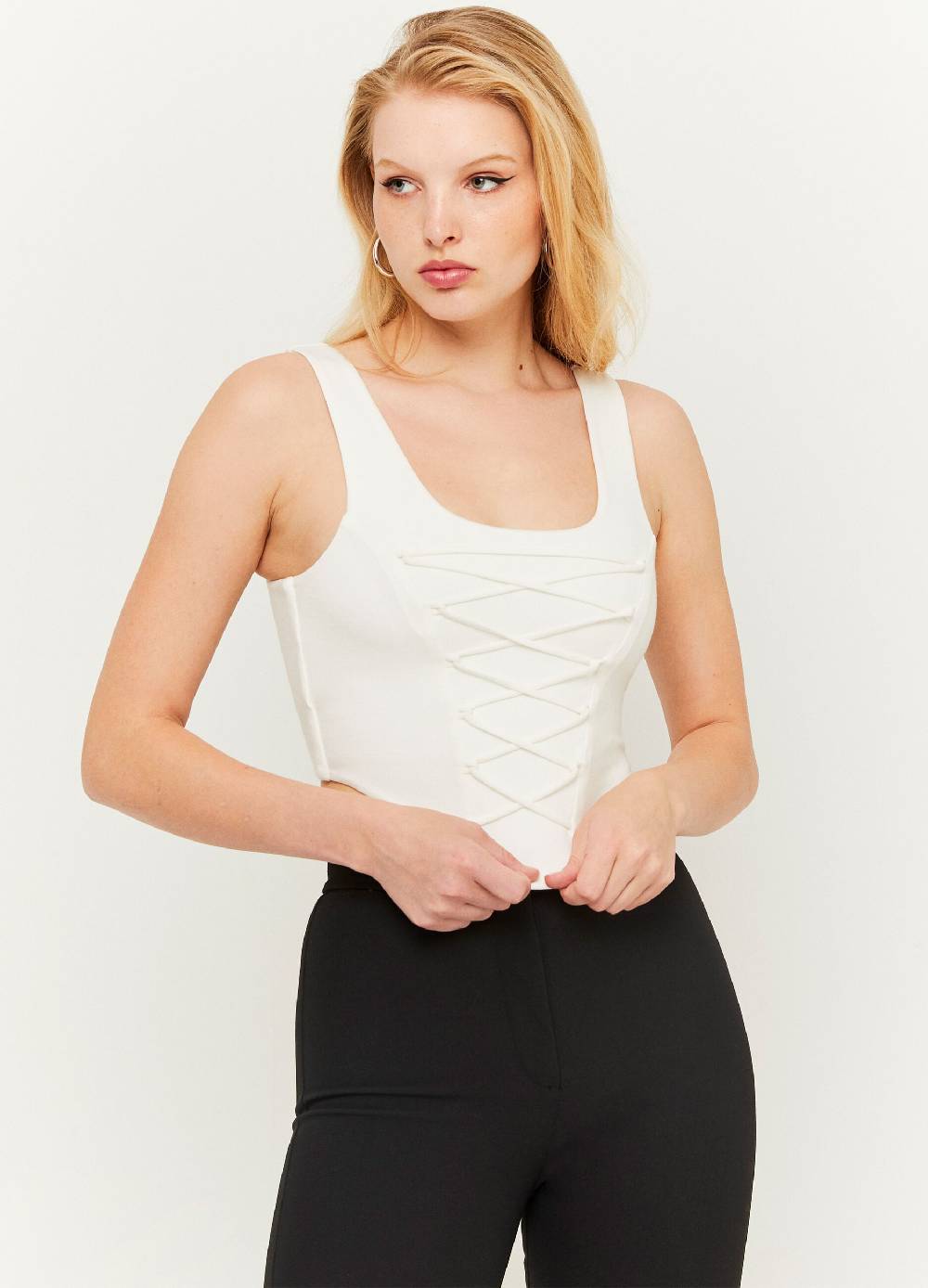 TALLY WEIJL Crop top a corsetto con lacci incrociati Prezzo Ridotto