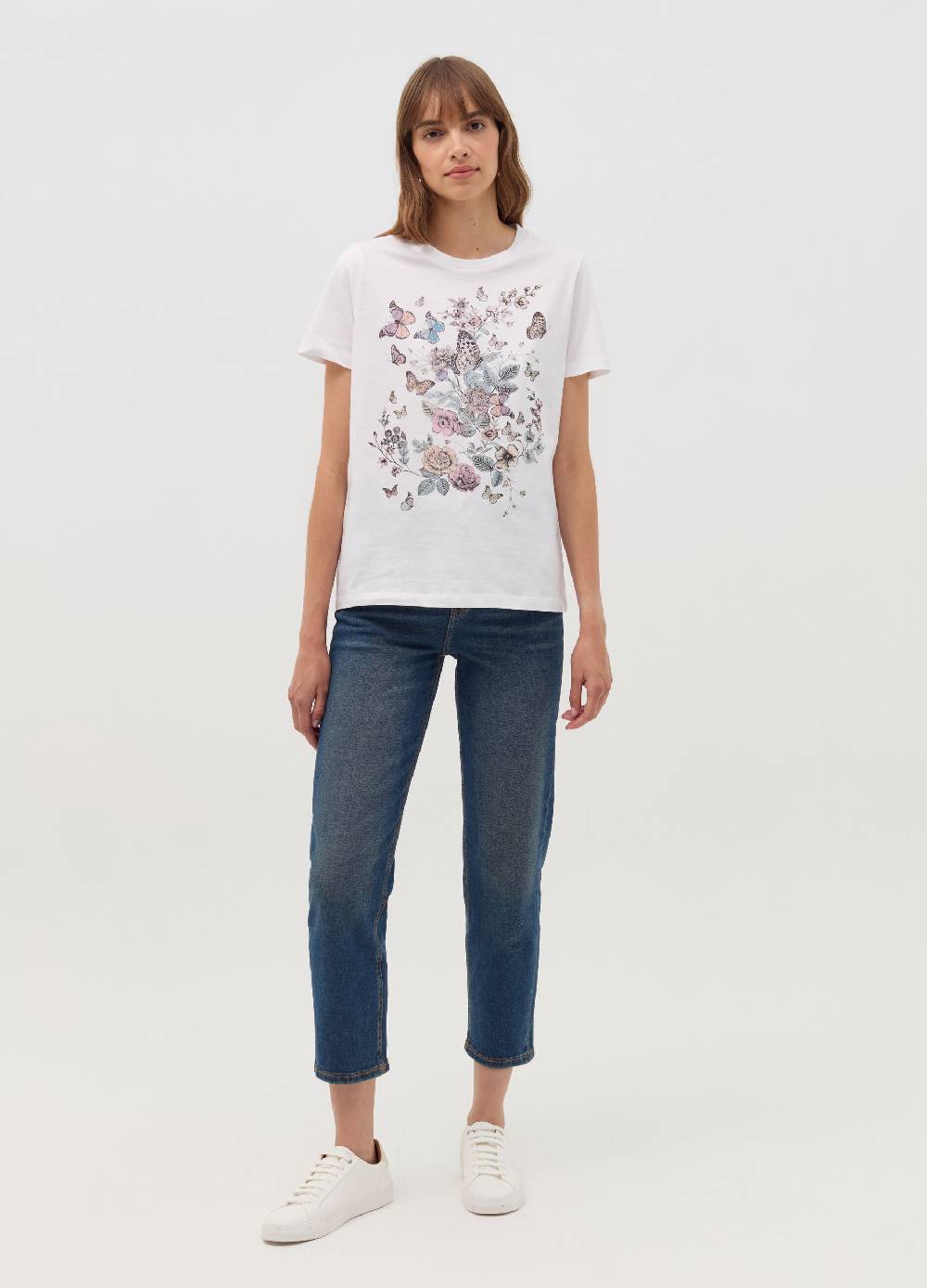 OVS T-shirt con stampa farfalle e fiori Vendita Calda