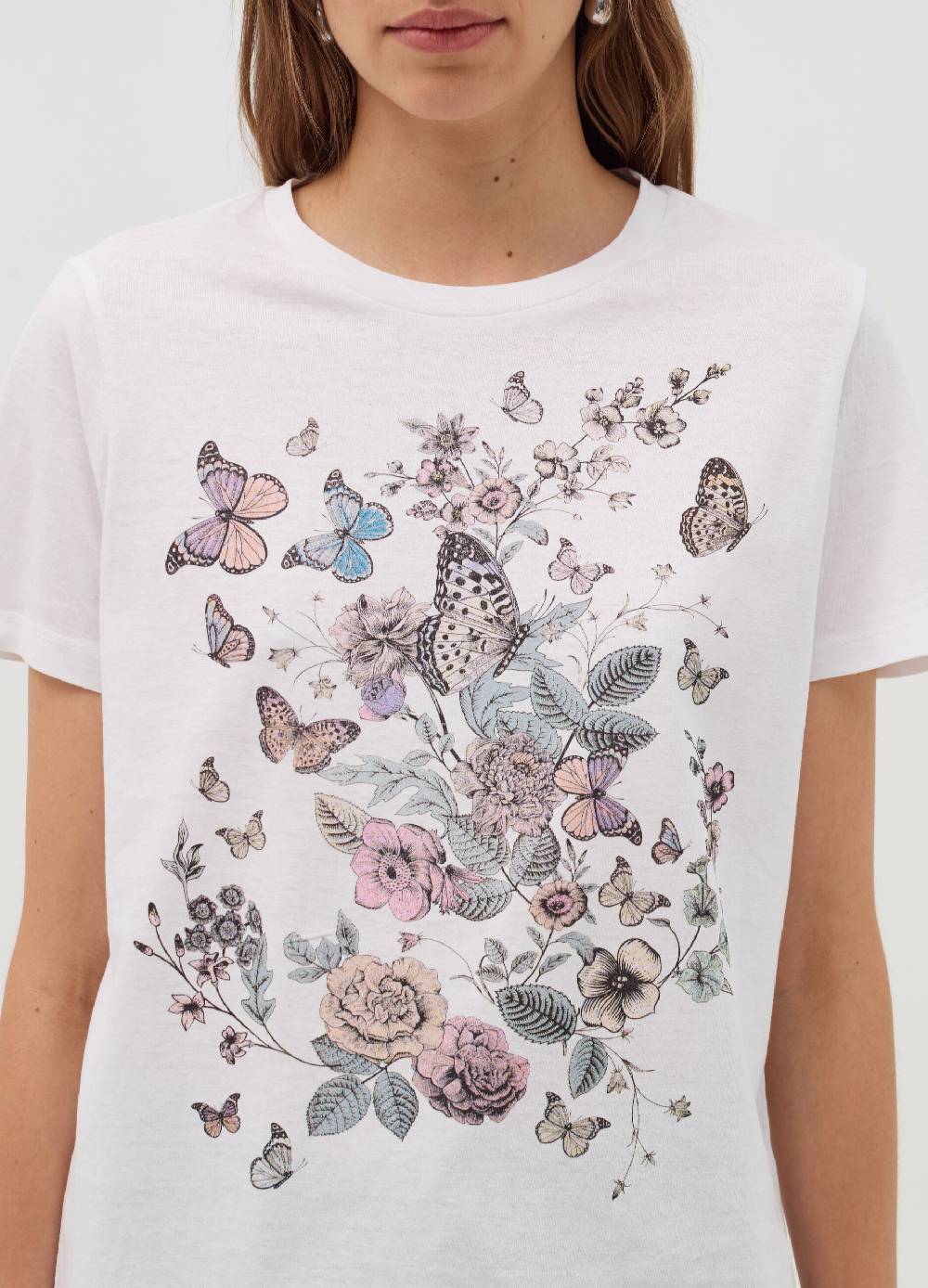 OVS T-shirt con stampa farfalle e fiori Vendita Calda