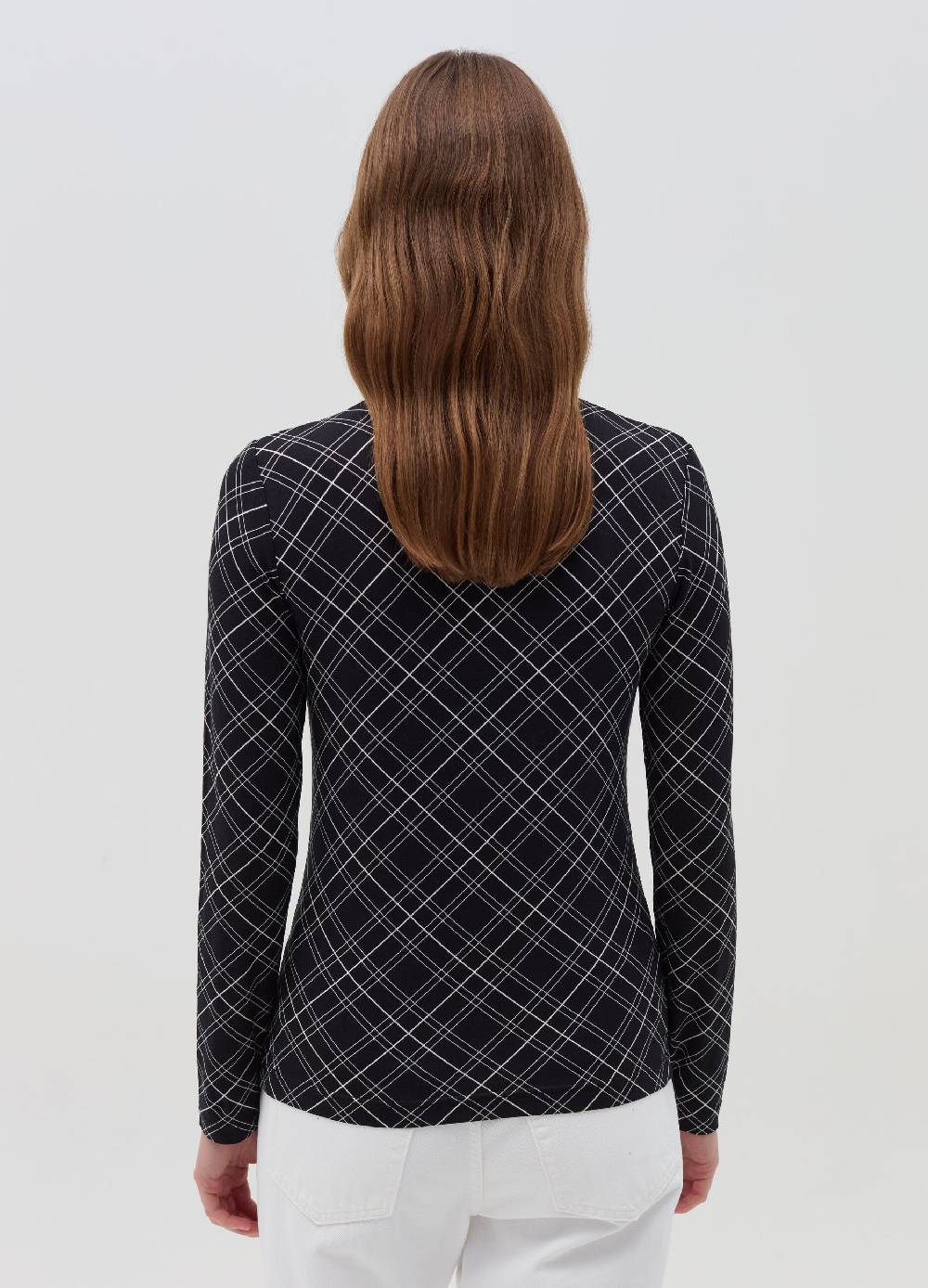 OVS T-shirt mock neck con fantasia check Italy