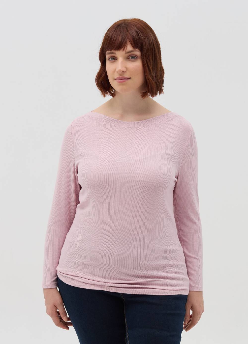 MYA T-shirt a costine con scollo a barca Curvy Pezzi Unici
