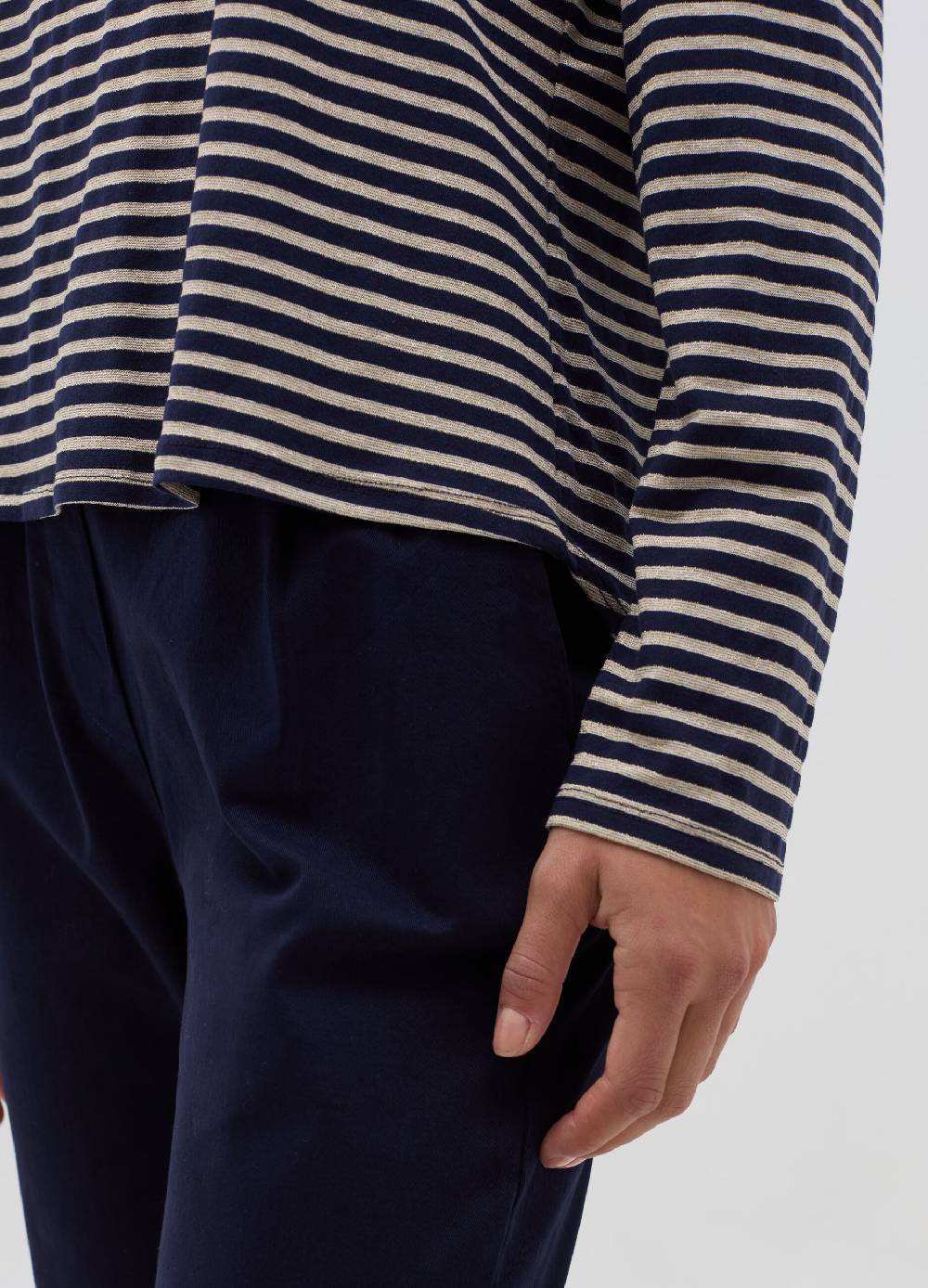 HYBRID T-shirt a righe in lurex con maniche lunghe Promozione Limitata