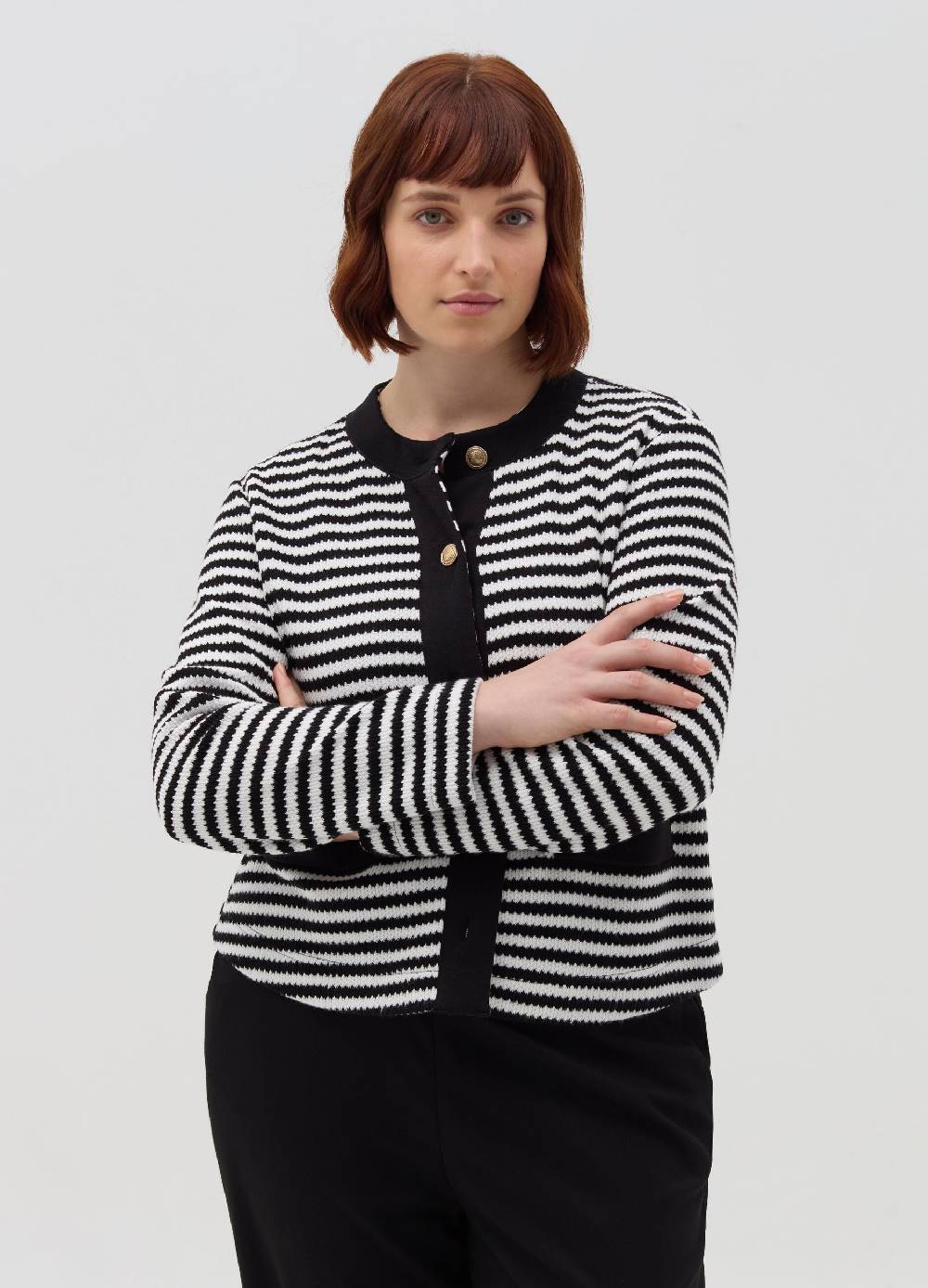 MYA Cardigan a righe con bottoni dorati Curvy Fino Al -60%